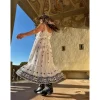 Black Colour BCBALI Ornament Strap Dress - Hvid kjole med blåt broderi 40630 White fra Black Colour