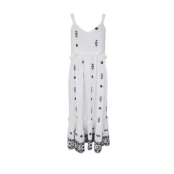 Black Colour BCBALI Ornament Strap Dress - Hvid kjole med blåt broderi 40630 White fra Black Colour