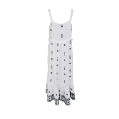 Black Colour BCBALI Ornament Strap Dress - Hvid kjole med blåt broderi 40630 White fra Black Colour