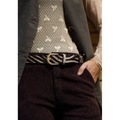 Black Colour BCBELLIS BELT - Brunt zebra bælte 10279 Brown Zebra fra Black Colour