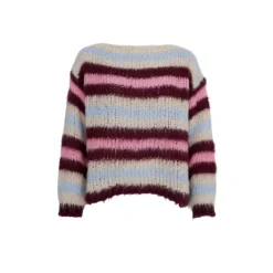 Black Colour BCEFFIE STRIPED JUMPER - Vinrød stribet strik 1203 Bluish Plum fra Black Colour