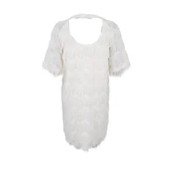 Black Colour BCGATSBY DRESS - Hvid kjole med frynser 40708 Off White fra Black Colour