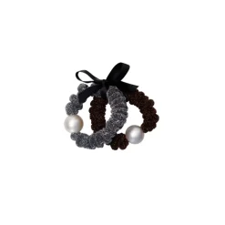 Black Colour BCHAVEN MINI SCRUNCHIE 2 PCS SET - Lurex scrunchie 6829 Brown/Silver fra Black Colour