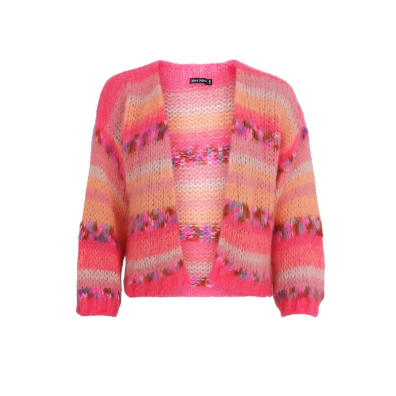 Black Colour BCLAGOON MULTI STRIPED CARDIGAN - 1201 Peach Multi fra Black Colour