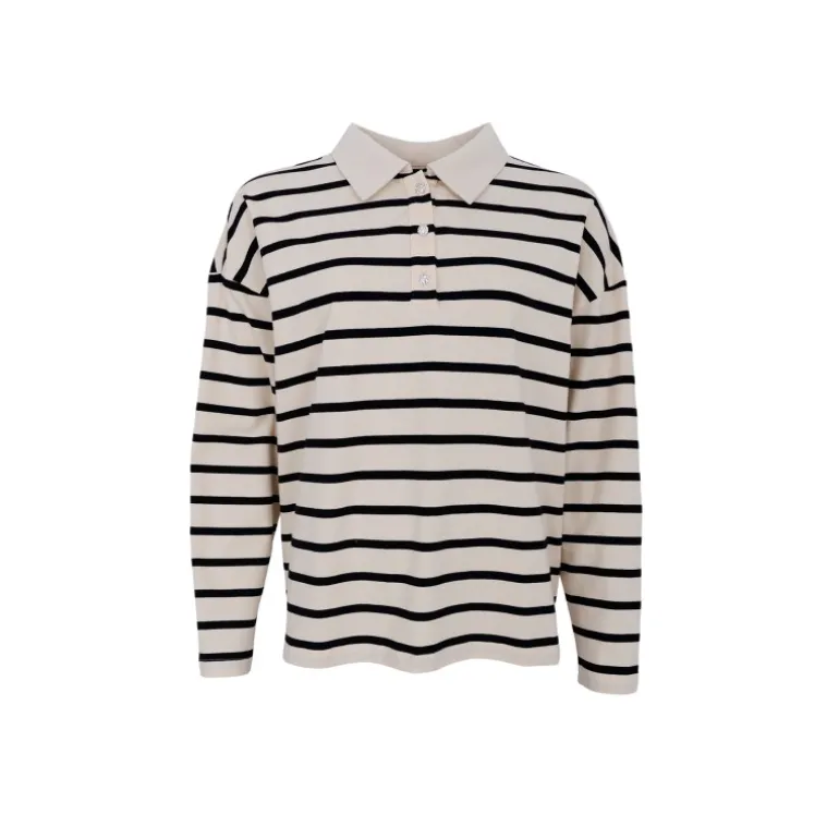 Black Colour BCMILLIA POLO SHIRT - Stribet polo 40781 Off-white fra Black Colour
