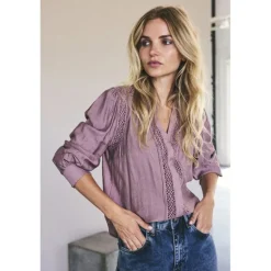 Co'Couture CarynCC Shirt - Rosa skjorte med blonde 35725 Old Rose fra Co'couture
