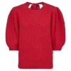 Co'Couture CoralieCC Bow Rib Knit - Rød strik med sløjfe 32135 Flame fra Co'couture