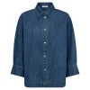 Co'couture DelinaCC Denim SS Shirt - Denim skjorte 35780 Dark Denim fra Co'couture