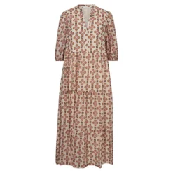 Co'couture EgyptCC Floor Dress - Orange printet kjole 36306 Off White fra Co'couture