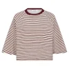 Co'Couture ErinCC Stripe Tee - T-shirt med bordeaux striber 33130 WhiteBurgundy fra Co'couture