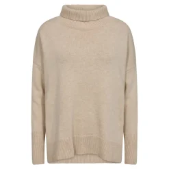 Co'couture MajaCC Slit Roll Neck - Sandfarvet rullekrave strik 32144 Bone fra Co'couture