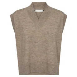 Co'Couture MyCC V-knit Vest - Beige strik vest 32177 Champagne fra Co'couture