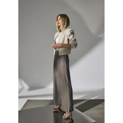 Co'Couture NanaCC Piping Wide Pant - Grå buks 31476 Mink fra Co'couture