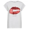Co'Couture The KissCC Tee - T-shirt med rødt KISS 33100 White Flame fra Co'couture