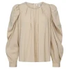 Co'Couture VivaCC Pleat Blouse - Cremefarvet bluse 35739 Powder fra Co'couture