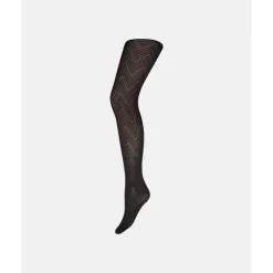 Decoy Tight Zig Zay 60 d. - Sort strømpebuks med grå zig zag 9-16043-77 Grey fra Decoy