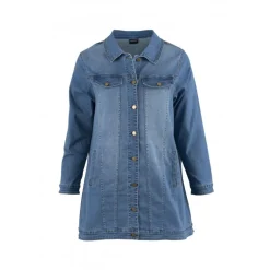 Gozzip Amela Long Denim Jacket - Denim jakke G234039 Light Blue Denim fra Gozzip