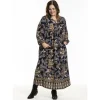 Gozzip GBetine Dress - Marineblå/sand printet kjole G246057 Border Print fra Gozzip
