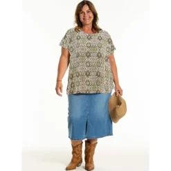 Gozzip GDorthea Blouse - Grøn printet bluse G252044 Green Print fra Gozzip