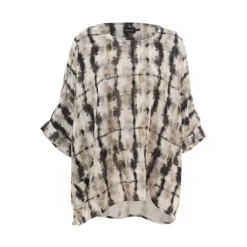Gozzip GElissa Oversize Blouse - Sort printet bluse G252010 Offwhite-Black-Clay fra Gozzip