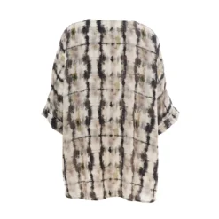 Gozzip GElissa Oversize Blouse - Sort printet bluse G252010 Offwhite-Black-Clay fra Gozzip