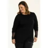 Gozzip GEmira Long T-shirt with lace - Sort T-shirt G236003 Black fra Gozzip
