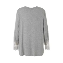 Gozzip GEmira Long T-shirt with lace - Grå T-shirt G236003 Grey Melange fra Gozzip