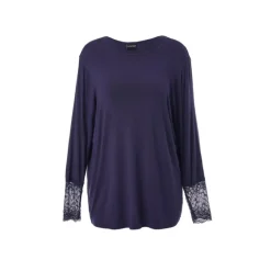 Gozzip GEmira Long T-shirt with lace - Blå T-shirt G236003 Navy fra Gozzip