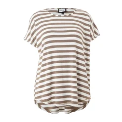 Gozzip GGitte T-shirt - Beige/hvid stribet G252082 Clay fra Gozzip