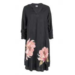 Gozzip GHenny Dress - Sort kjole med pink blomst G246019 Black fra Gozzip