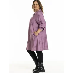 Gozzip GIdalene Tunic - Lilla tunika med streg print G251007 Orchid fra Gozzip