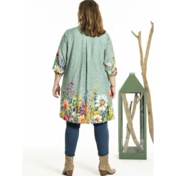Gozzip GIly Tunic - Mintgrøn tunika med blomster G251026 Green fra Gozzip