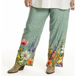 Gozzip GImane Pants - Mintgrøn buks med blomster print G251028 Green fra Gozzip