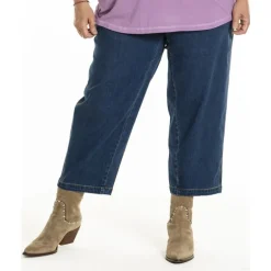 Gozzip GIrene Pants - Blå denim 7/8 del buks G251029 Dark Blue Denim fra Gozzip