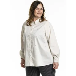 Gozzip GKarina Shirt with stones - Råhvid skjorte med sten G246037 Off-White fra Gozzip