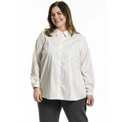 Gozzip GKarina Shirt with stones - Råhvid skjorte med sten G246037 Off-White fra Gozzip