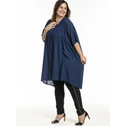 Gozzip GSofie Oversize Tunic - Blå tunika med Lurex stribe G246054 Blue fra Gozzip