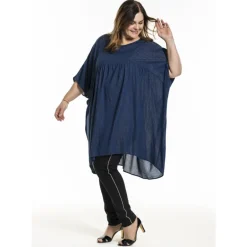 Gozzip GSofie Oversize Tunic - Blå tunika med Lurex stribe G246054 Blue fra Gozzip