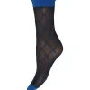 HYPEtheDETAIL socks sort LOGO Ankel strømpe med blåt logo 21013 Blue fra HYPEtheDETAIL