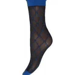 HYPEtheDETAIL socks sort LOGO Ankel strømpe med blåt logo 21013 Blue fra HYPEtheDETAIL