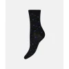 HYPEtheDetail Socks w/lurex - Sort strømpe med blå hjerter 21560 Black fra HYPEtheDETAIL