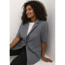 Kaffe Curve  KAida Blazer - Grå blazer 10582460 Grey Melange fra Kaffe Curve