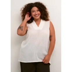 Kaffe Curve KCalana top - Råhvid top med smock 10582299 Chalk fra Kaffe Curve