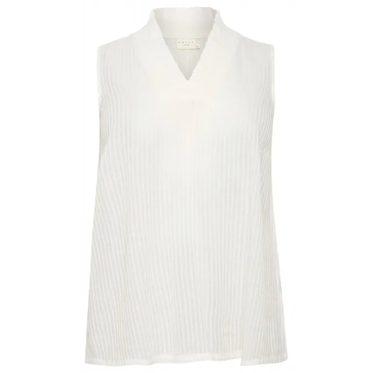 Kaffe Curve KCalana top - Råhvid top med smock 10582299 Chalk fra Kaffe Curve