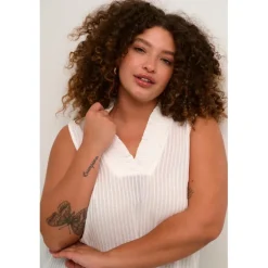 Kaffe Curve KCalana top - Råhvid top med smock 10582299 Chalk fra Kaffe Curve