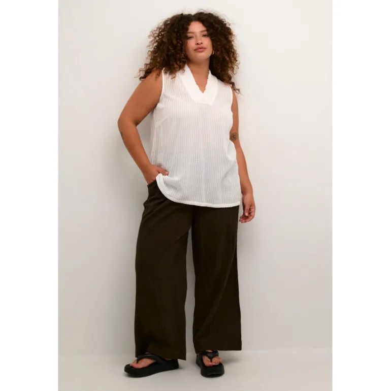 Kaffe Curve KCalana top - Råhvid top med smock 10582299 Chalk fra Kaffe Curve