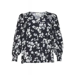 Kaffe Curve KCalicia Blouse - Blå printet skjorte 10582850 Marine Flower fra Kaffe Curve
