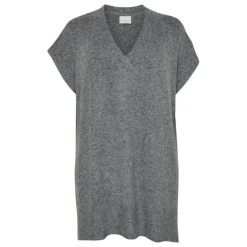 Kaffe Curve KCannett Knit Poncho - Grå poncho 10582738 Dark Grey Melange fra Kaffe Curve