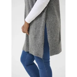 Kaffe Curve KCannett Knit Poncho - Grå poncho 10582738 Dark Grey Melange fra Kaffe Curve