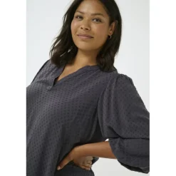 Kaffe Curve KCanya Blouse - Grå bluse 10583226 Black Oyster fra Kaffe Curve